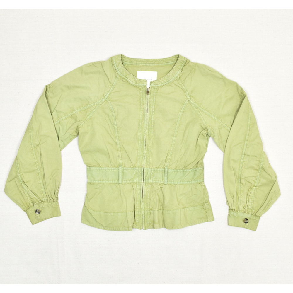 Anthropologie Women's Utility Jacket Zip Solid Cotton Blend Green Size S NO BELT